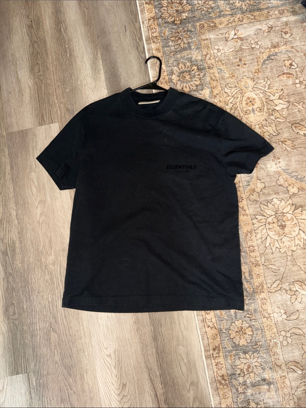 Essentials Black Minimal Logo Short Sleeve Tee